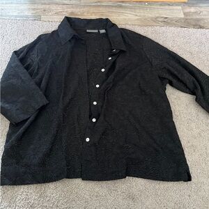 relativity woman black button up blouse size 1X